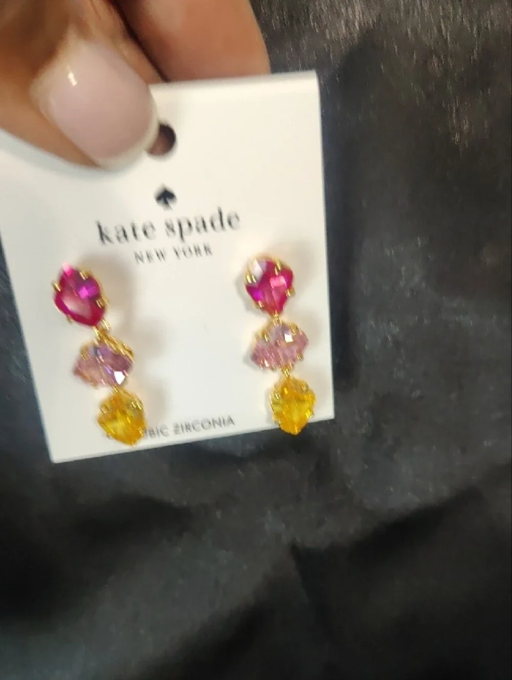 Kate Spade Gold‑Tone Triple Drop Earrings  Pink, Light Pink & Yellow – Color Pop